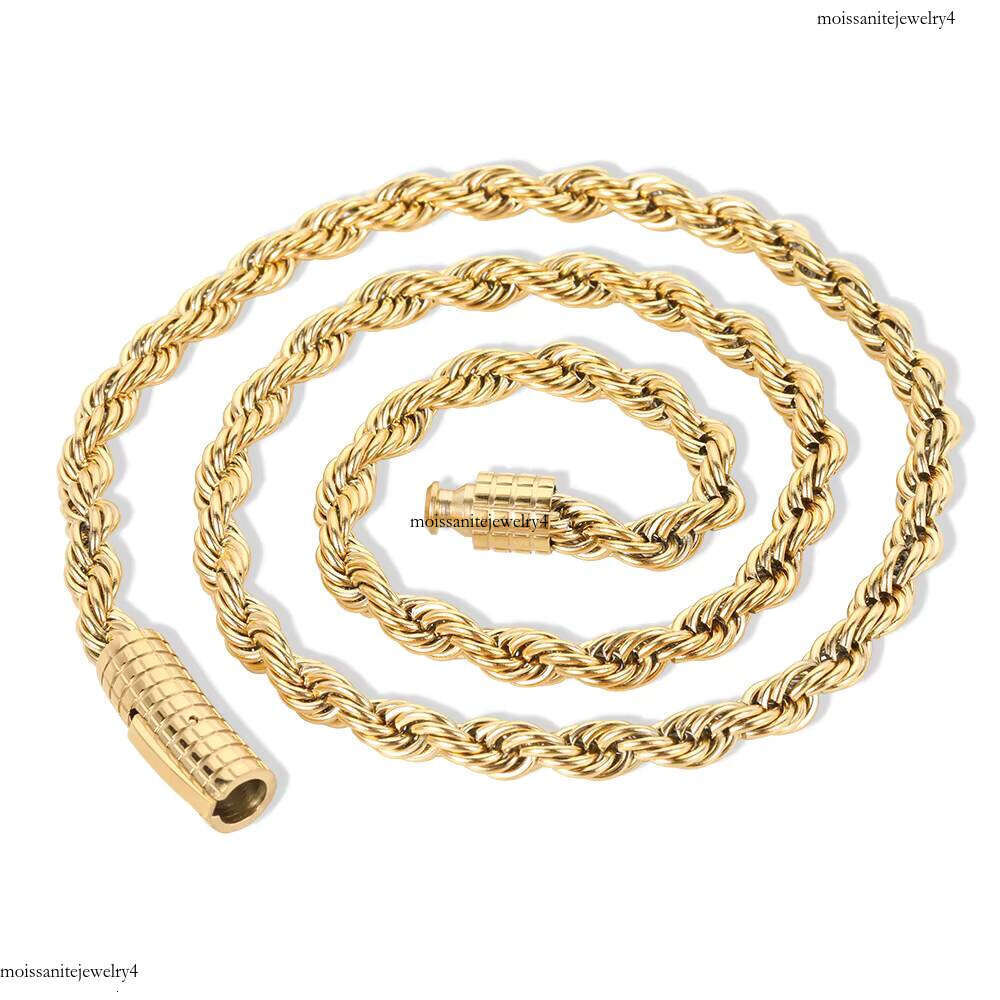 Men Plated Stainless Steel Gold With Striped Jewelry Buckle Cuban Chain Necklace
