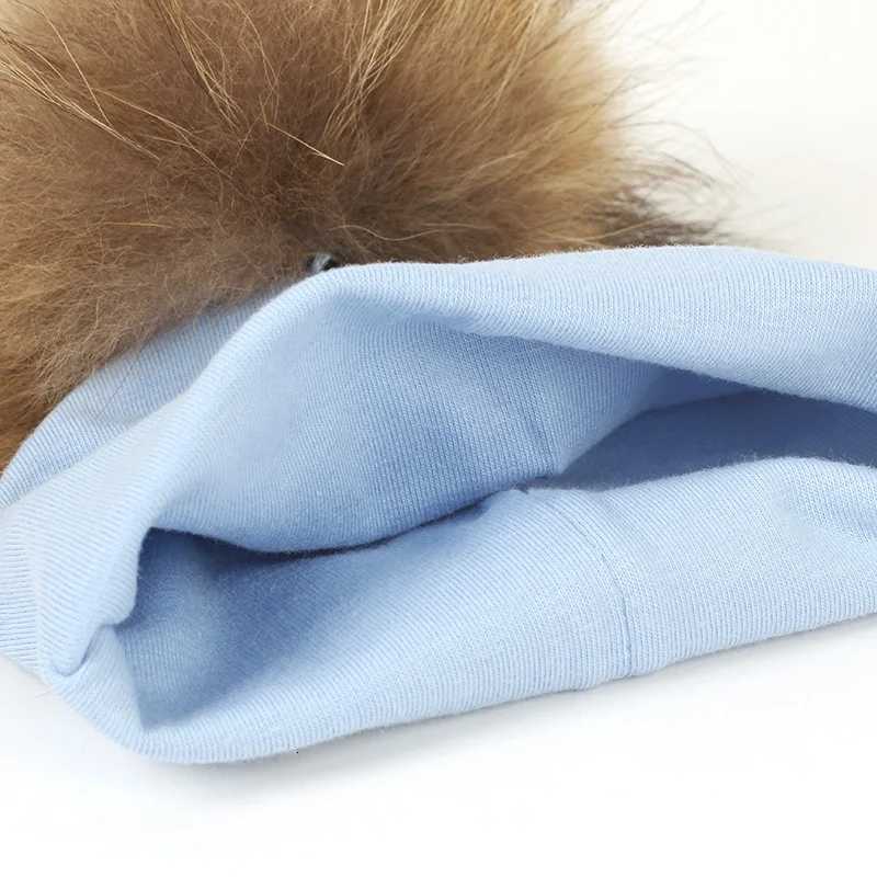 0-3 Months Baby Boys Soft Cotton Real Fur Pom Beanies Hats For Newborn Girls Spring Autumn Kids Infants Toddler Hats XJ250809 - view 6
