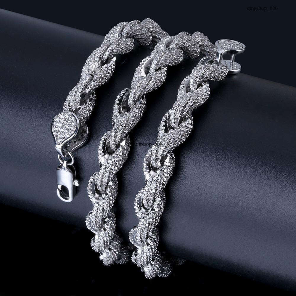 Hip Hop Sterling Silver Inlaid Dia 8mm Gold Color Twist Personality Fashion Exaggerated Lobster Clasp Men's Necklace