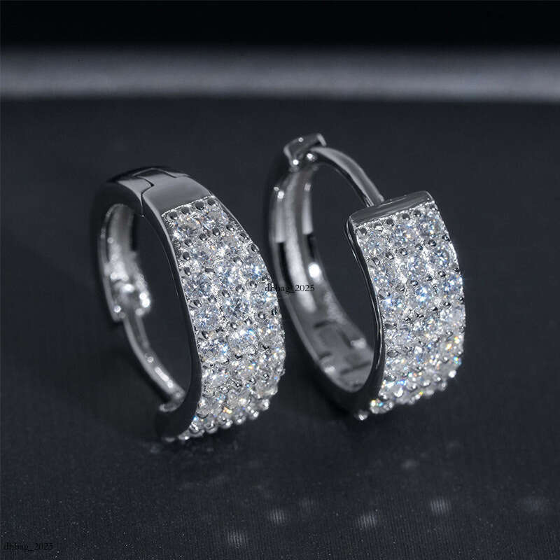 ICED OUT New Sier Moissanite D Color Unisex Fashion Simple Hoop Earrings
