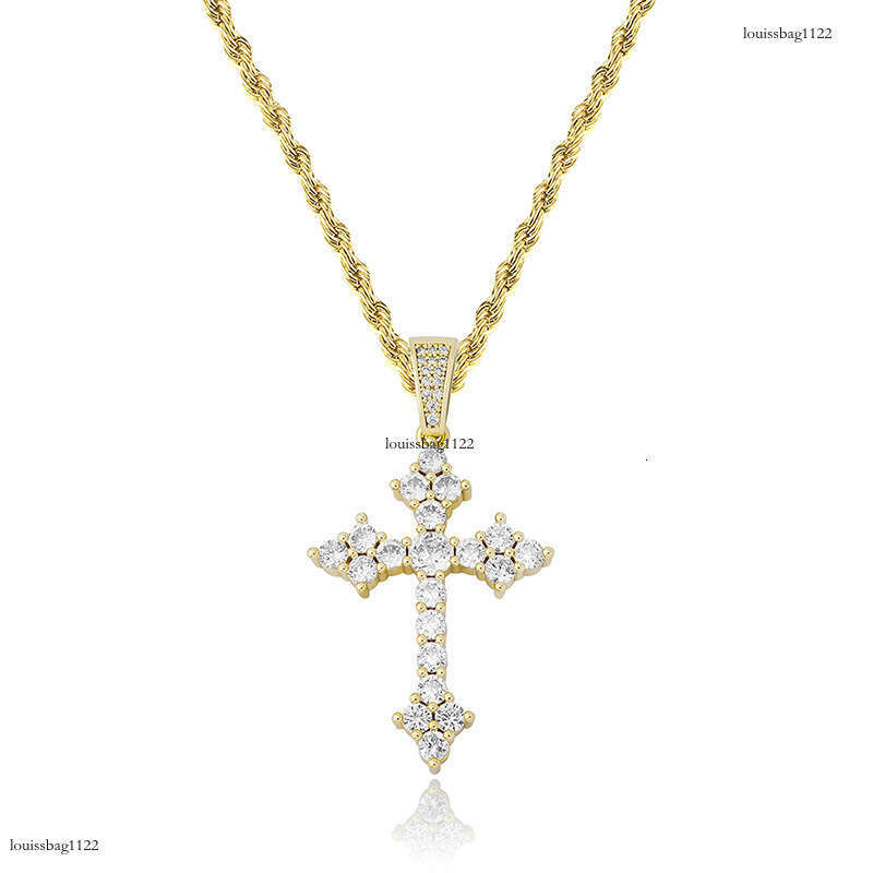 Cross Pendant Full Moissanite chain Simple Religious Necklace Accessory Versatile Inlaid with Dias