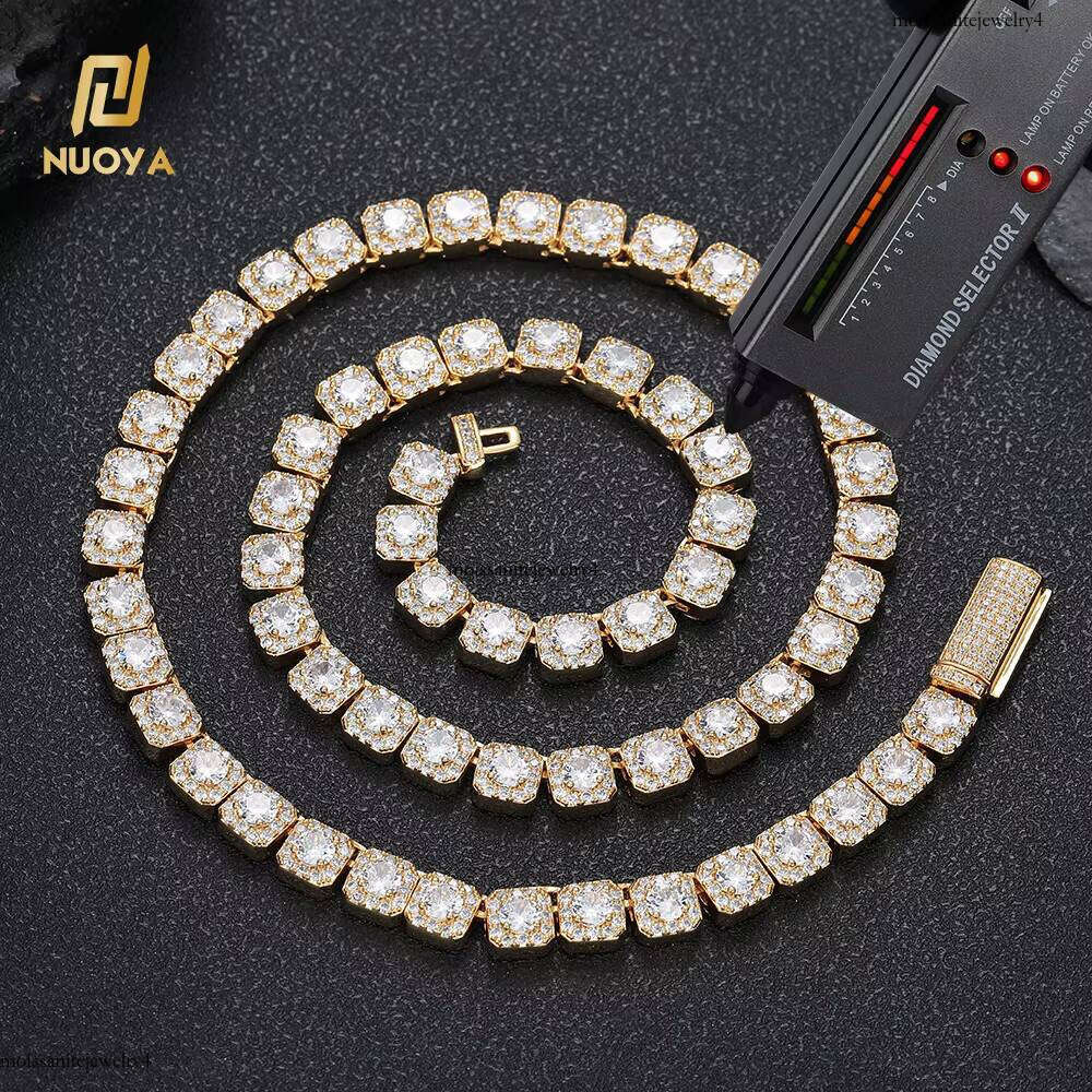 NUOYA 7mm Clustered Tennis Chain VVS Moissanite Sterling Sier Dia Necklace Hip Hop Jewelry Women's Gift