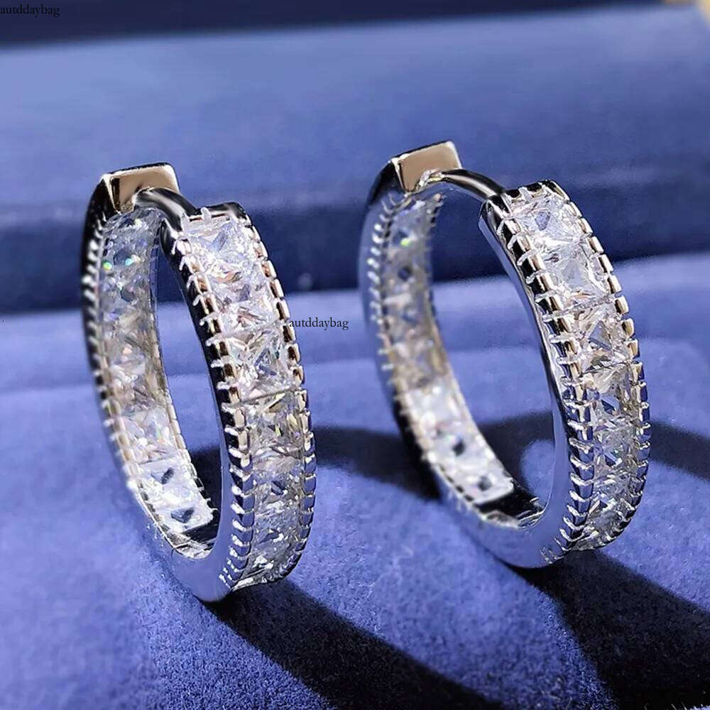Infinity Simple Fashion Clip Earrings Gorgeous Ladies Jewellery Handmade Sterling Sier Princess Cut White Topaz CZ Dia Party Women OL Earring Gift