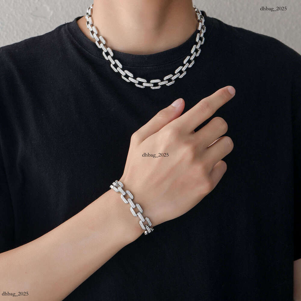 12mm Geometric Full Dia Alloy Bracelet Men's Trendy Brand Personality Accessory
