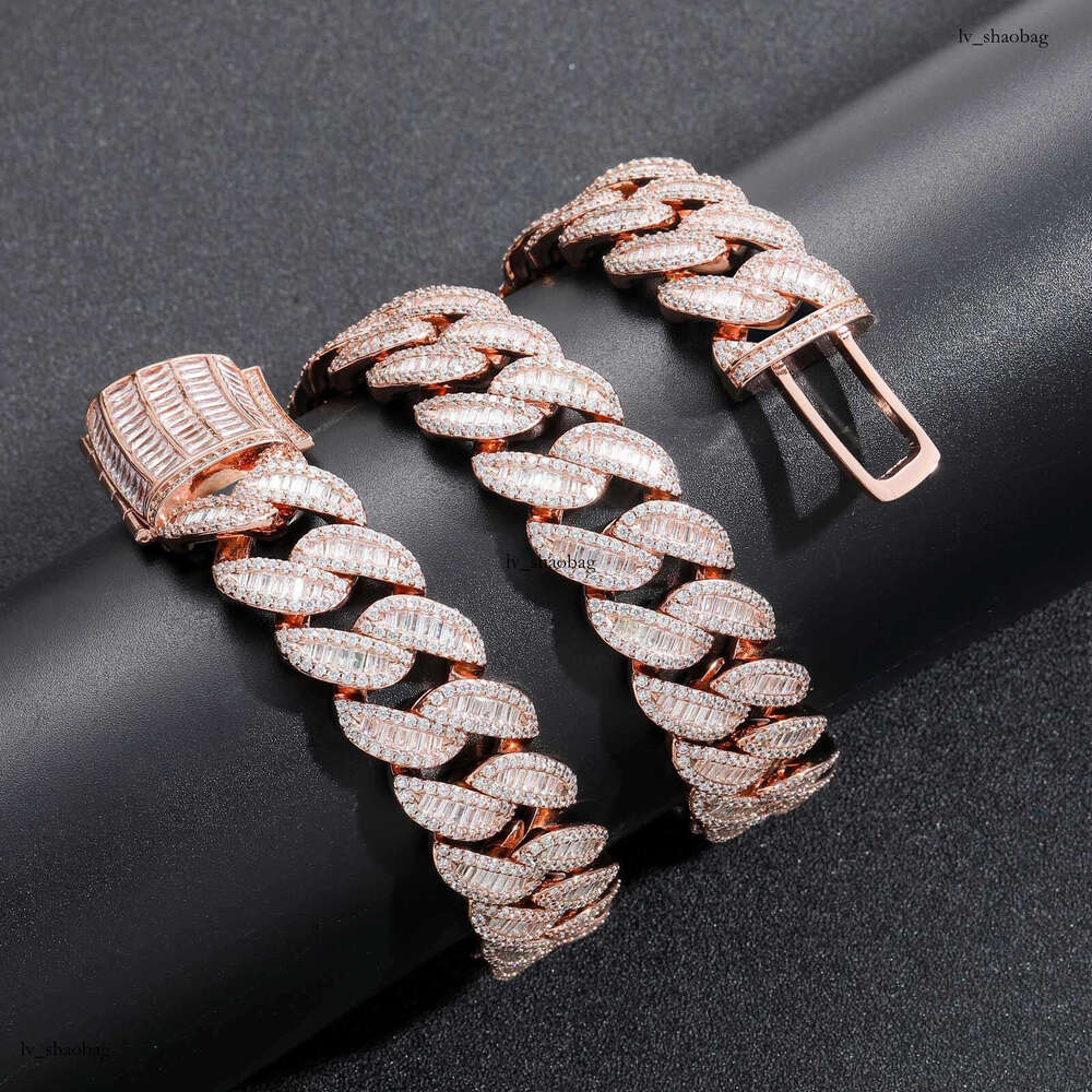 Hip Hop 20mm Rose Gold Mixed T-Cubic Moissanite chain Miami Cuban Chain Heavy Craft Dominant Men's Necklace