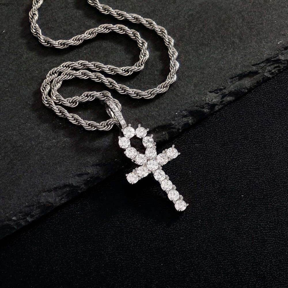 Micro Paved Moissanite chain Hip Hop Necklace Ankh Key Cross Pendant Chain Gold Australia
