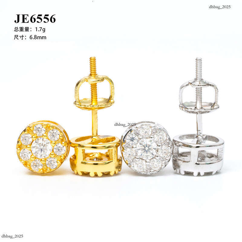 ICED OUT Sier Moissanite Hiphop Trendy Full Dia Electroplated Earrings 111