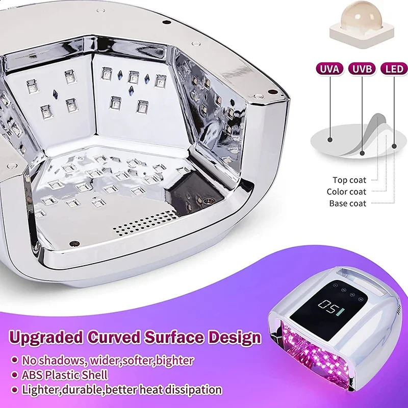96W Mirror Reflective Nail Lamp with Metal Pad Cordless Manicure Dryer Wireless UV Light for Nails Rechargeable Nail UV LED Lamp 250814