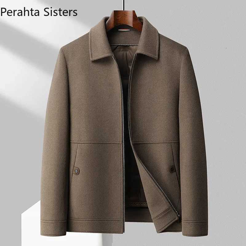 Brand Top Quality 70% Wool Jacket Mens Autumn Winter Business Lapel Zipper 90% Down Liner Double-sided Woolen JacketsXJ250809