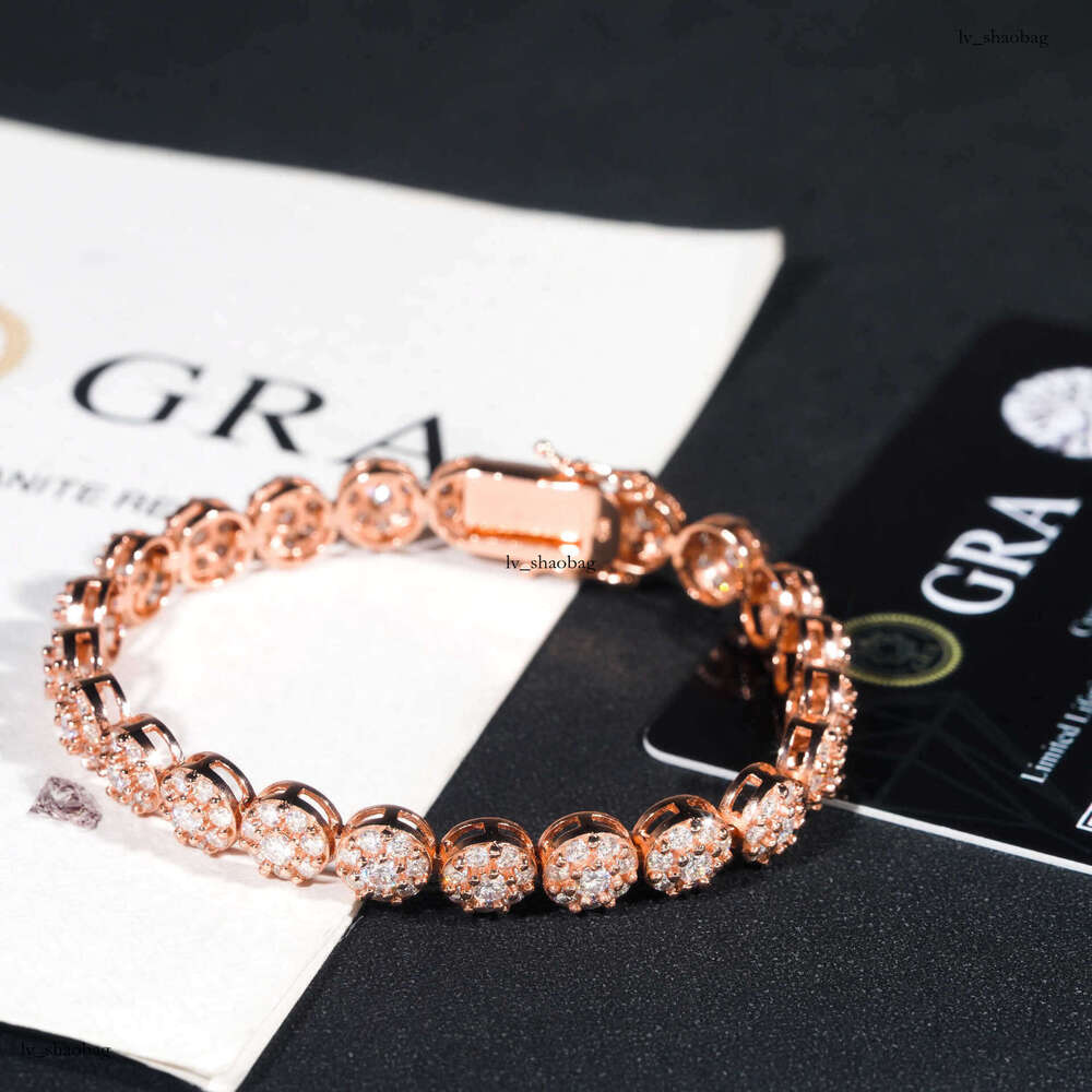 Hip Hop 7.9MM Sier Inlaid D Color Moissanite Unisex Bracelet Jewelry
