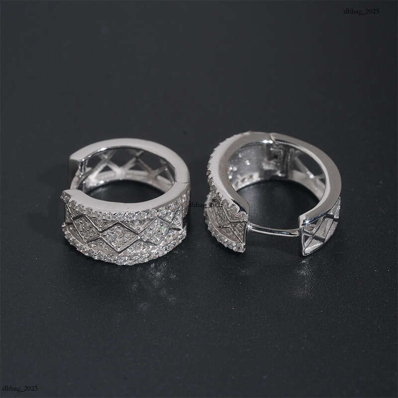 ICED OUT Personalized Sier Inlaid Zirconia Real Gold Plated Hoop Earrings Studs