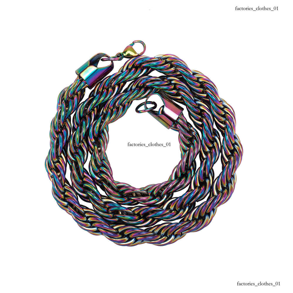 Titanium Quenched Colorful Twist Chain Jewelry Unisex Sterling Silver Bracelet Necklace