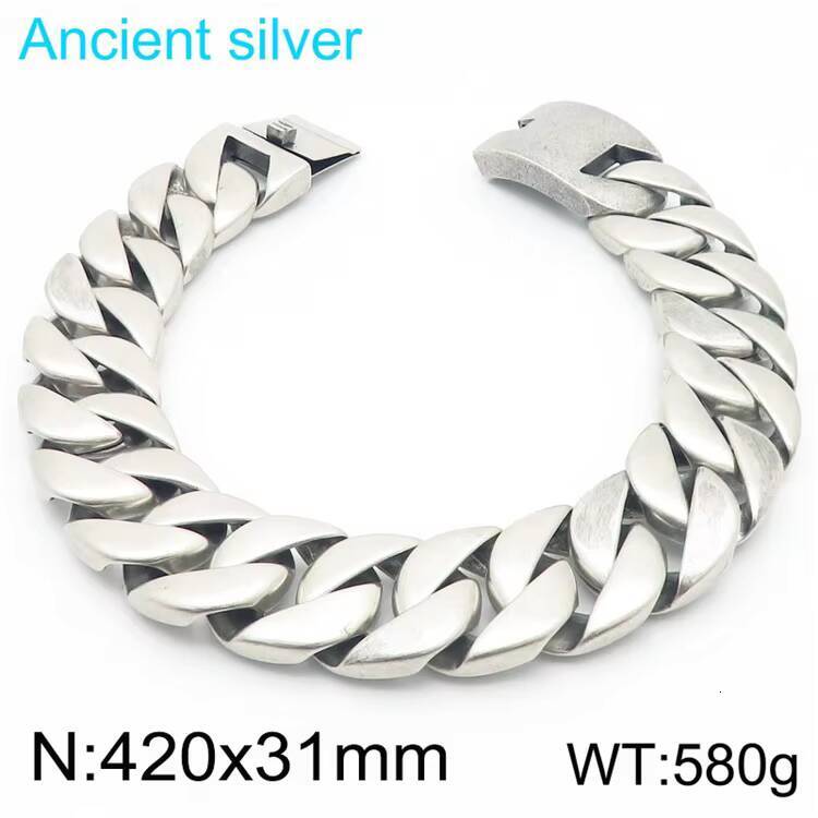 Mens 31MM Large Heavy Polished Stainless Steel Plated 18K Gold Plated Thick Chunky Cuban Curb Chain Link Necklace Bracelet