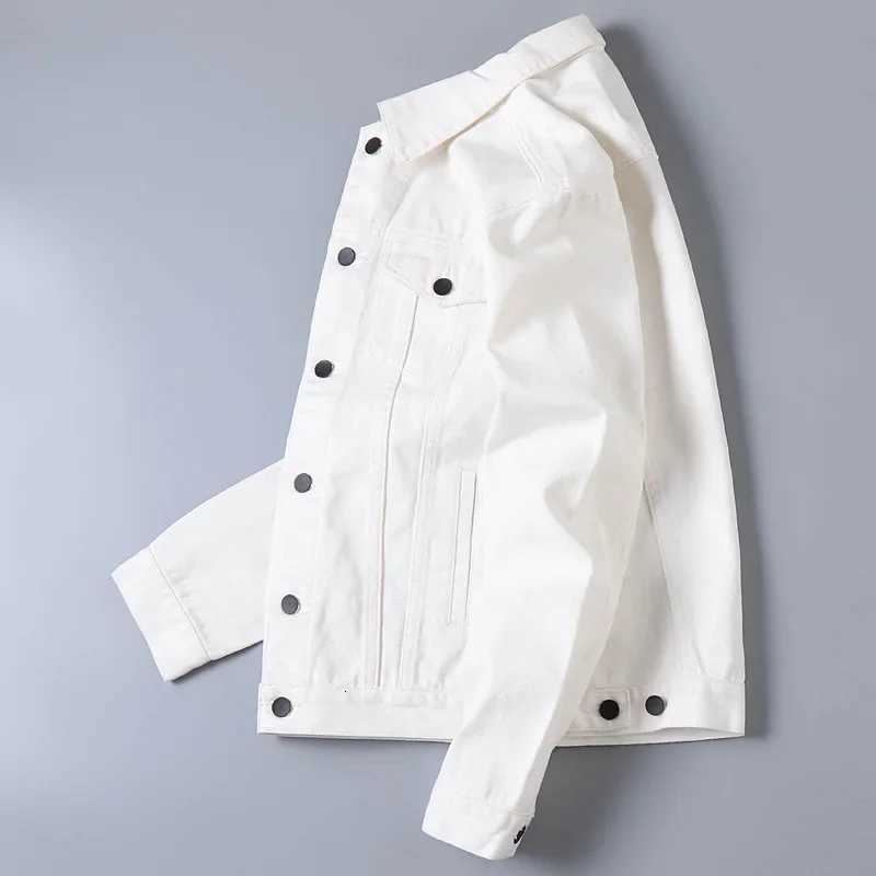 New Spring Autumn White Denim Jacket Mens Casual Trendy Korean Style Denim Jacket For Men Fashionable Workwear Top W250809