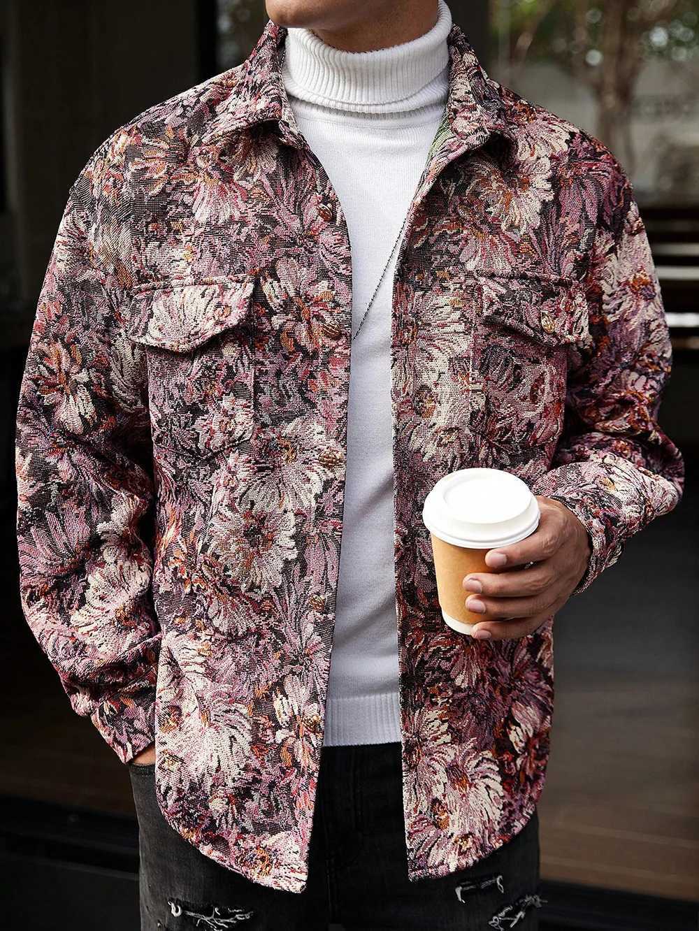 Practical Fashion Casual Floral Print Mens Jacket Loose and Comfortable Fabrics Show The Charm of Daily Travel Mens Jacket W250809