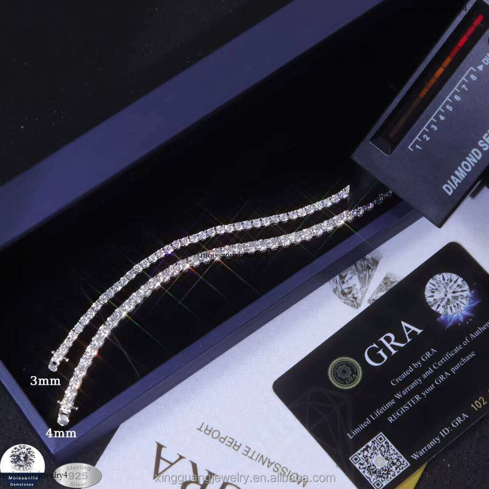 Dia 3mm 4mm Sier Gold Plated Fine Jewelry Bracelet VVS Moissanite Tennis Chain for Men Women