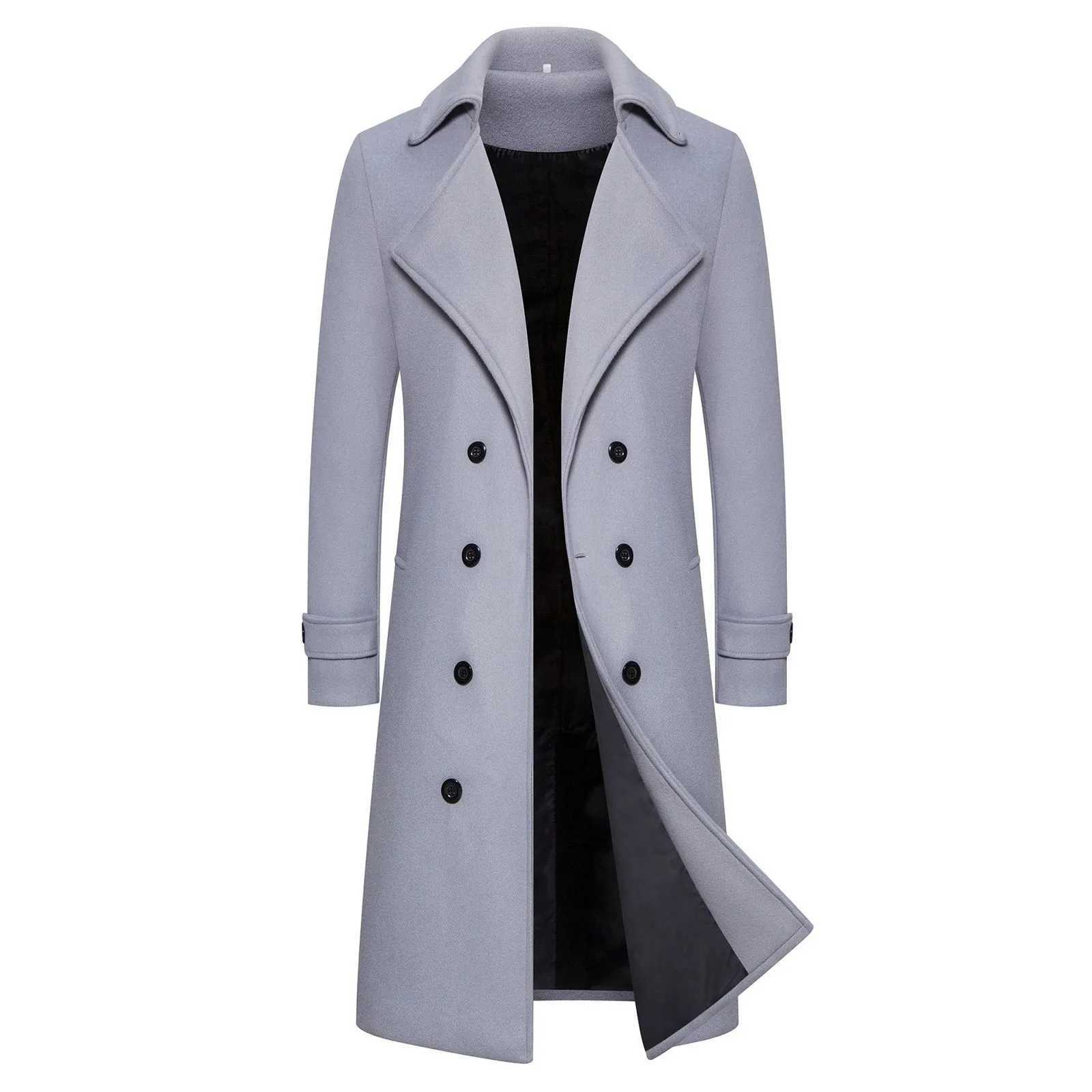 Unisex Long Wool Coat Trend Fashion Double-Breasted Elegant Windbreaker Woolen Jackets Autumn Daily Classic All-Match Slim Coat XJ250809