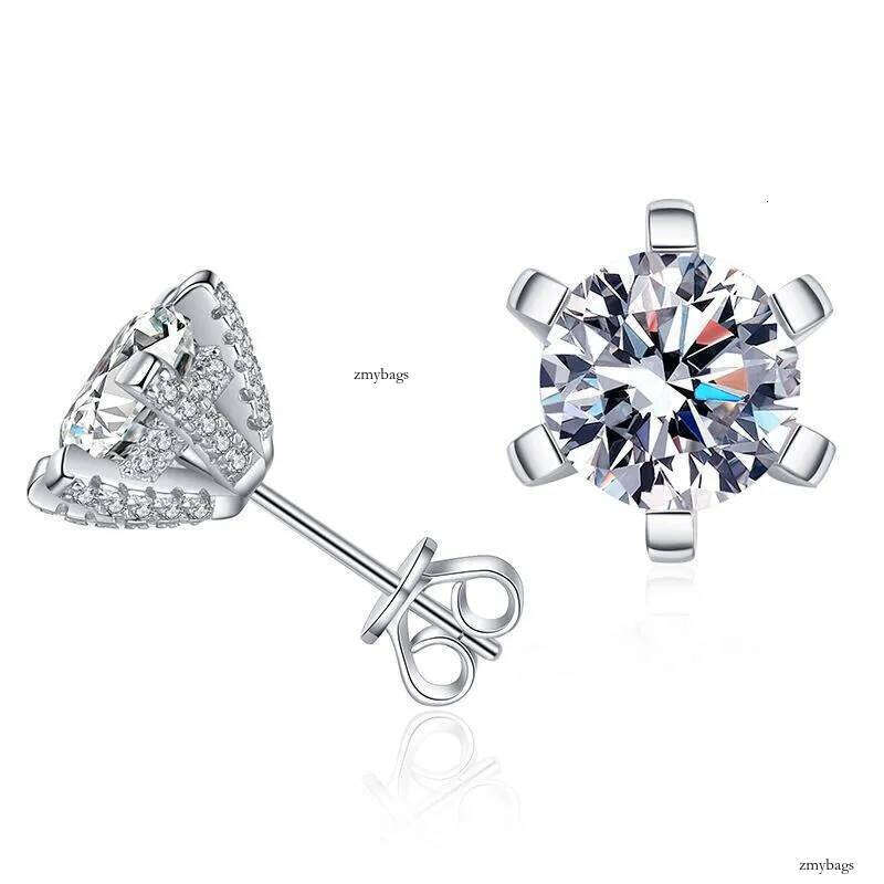 2025 Choucong Top Sell Stud Earrings Sparkling Classical Six Claw Jewelry Genuine 100% Sterling Sier Round Moissanite Dia Lady Wedding Earring