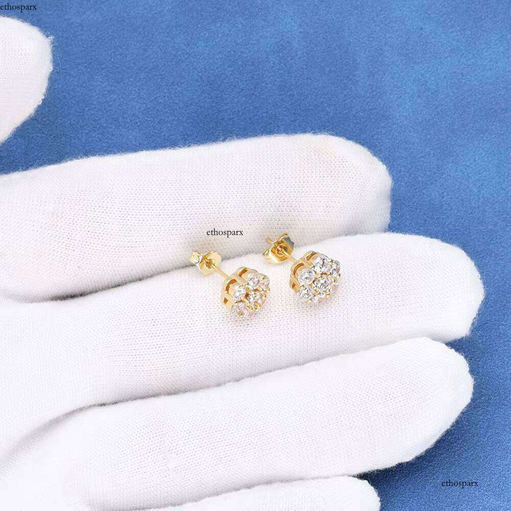 NUOYA Fine Iced Out Dia VVS Moissanite Men Sterling Sier Stud Earrings Women Jewelry