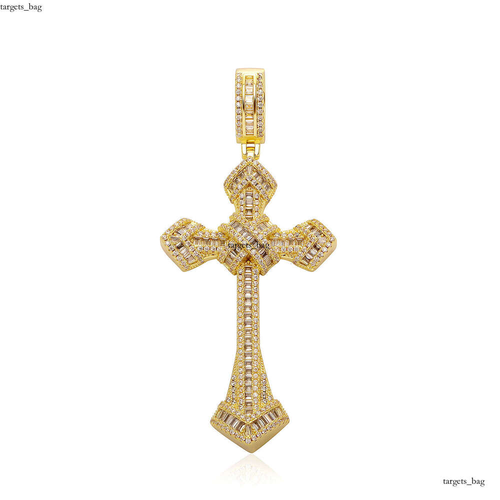 Hip Hop T Square Moissanite chain Cross Pendant Trendy Unisex Fashion Personality Necklace Accessory