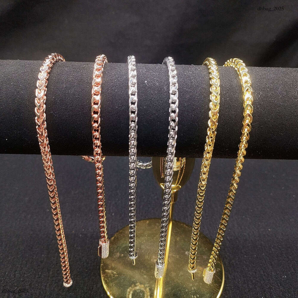 Hip Hop 4mm Wide French Reversible Sier Moissanite Unisex Fashion Necklace Bracelet
