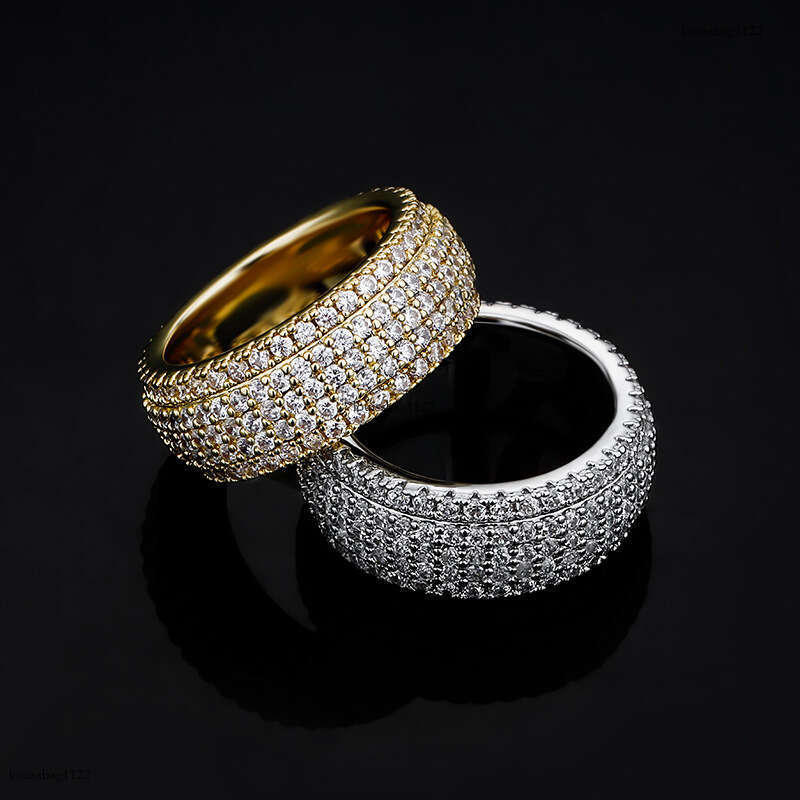 Five-Row Encrypted Full Diamond Personality Men's Hip Hop Trendy Simple Unisex Ring