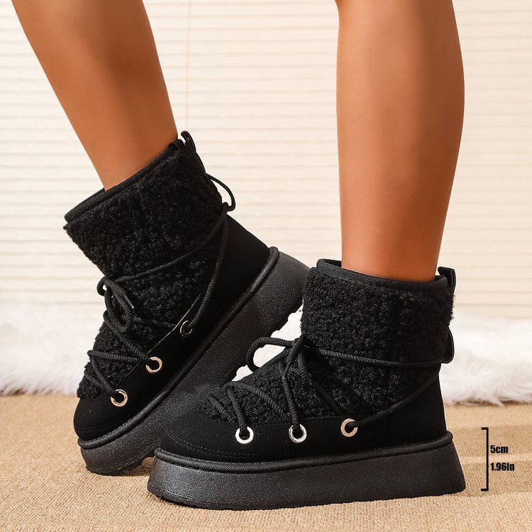 Designer shoes free shipping new Outdoor trainer winter plush thick platform snow boots for women's keep warm fashion short boots black white