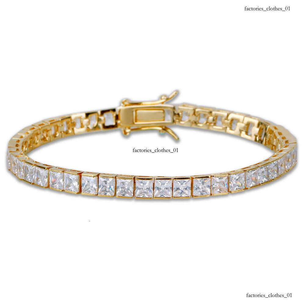 Hip-Hop Jewelry 6MM Single Row Square Tennis Chain Necklace Sterling Silver Inlaid Moissanite chain Full Dia Bracelet Accessories
