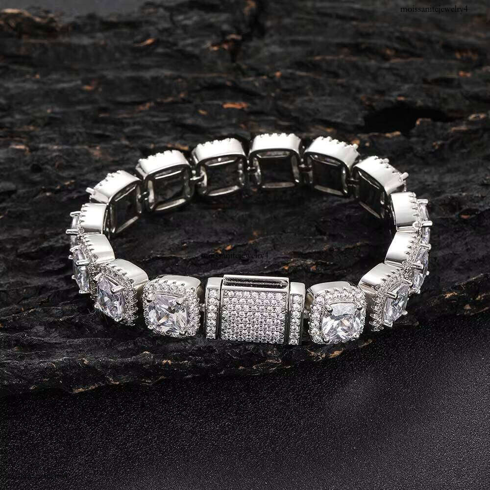 12mm Ice Dia Hip Hop Bracelets 3A Cubic Zirconia Clustered Iced Out Tennis Chain Bracelet