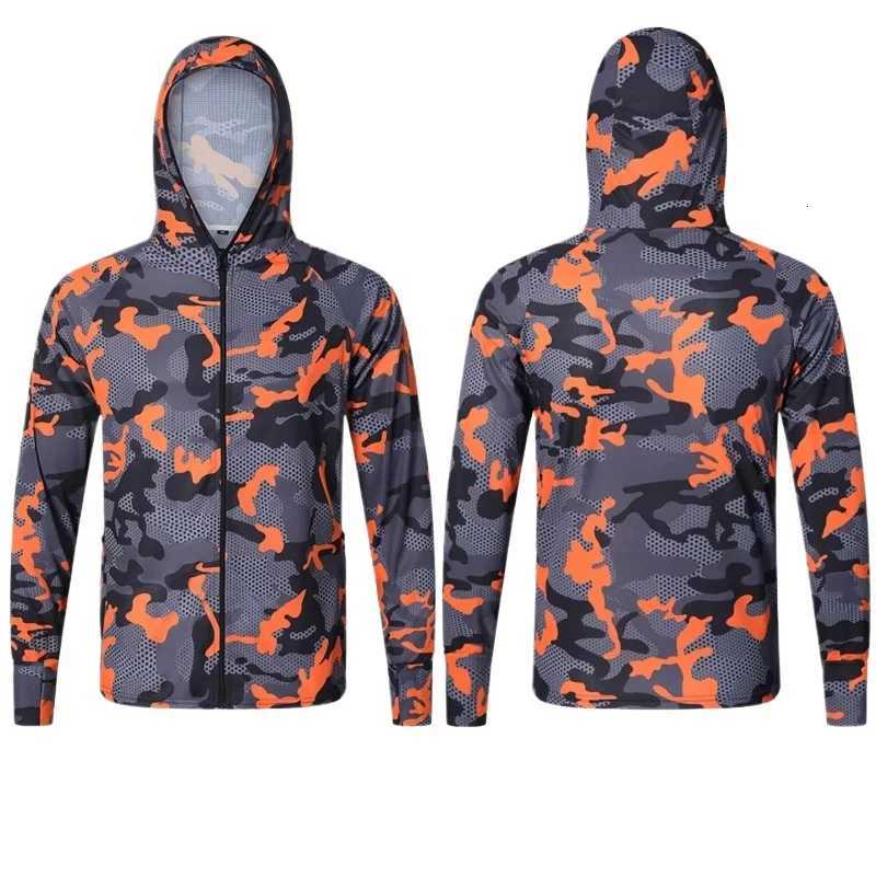 Mens Sunscreen Breathable Windbreaker Jacket Quick Dry Thin Camouflage Hooded Fishing Hunting Clothing Casual Zip Long Sleeve W250809