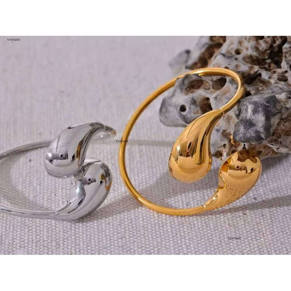 Stainless Steel 316 Water Drop Hollow Adjustable Bracelet Bangle for Women Gold PVD Rust Proof Unusual Jewelry