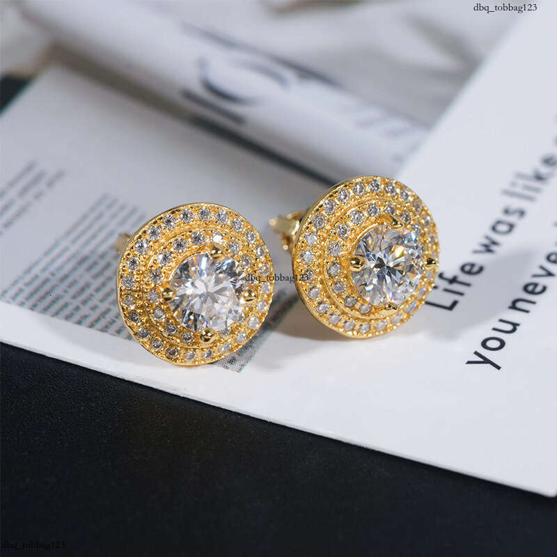 Super Sparkling Moissanite Pure Sier Full Dia Inlaid Unisex Commuting Design Hip-Hop Style Earrings