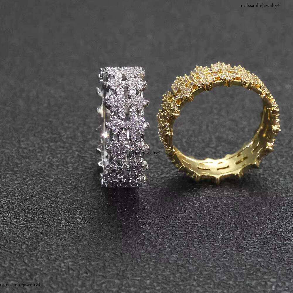 NUOYA New Arrive 8mm Wholesale Bling Dia Double Row Cross Design Women's White Gold Plated Cubic Zircon Fashion Ring