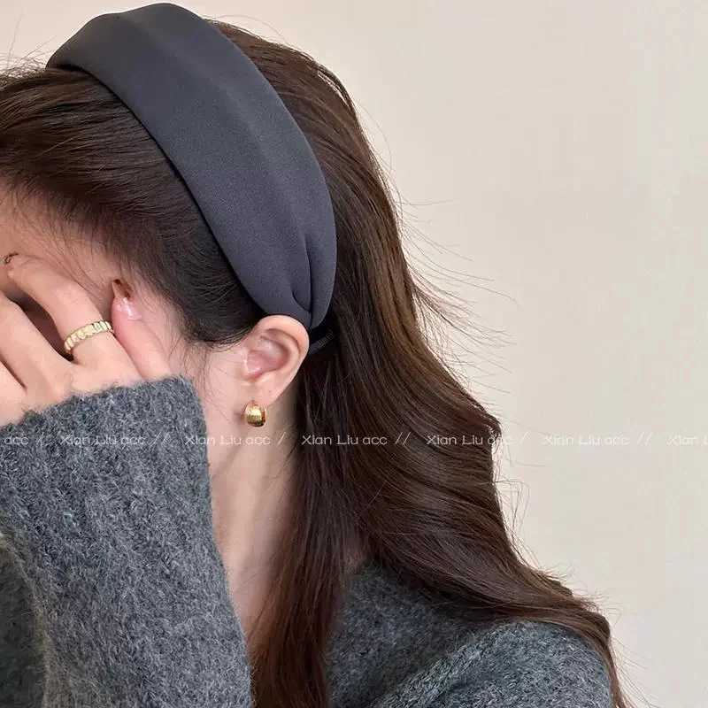 Vintage Solid Soft Cotton Hairband for Girls Sweet Hair Ornament Band Hair Hoop Hair Band Fashion Hair Accessories Y250809