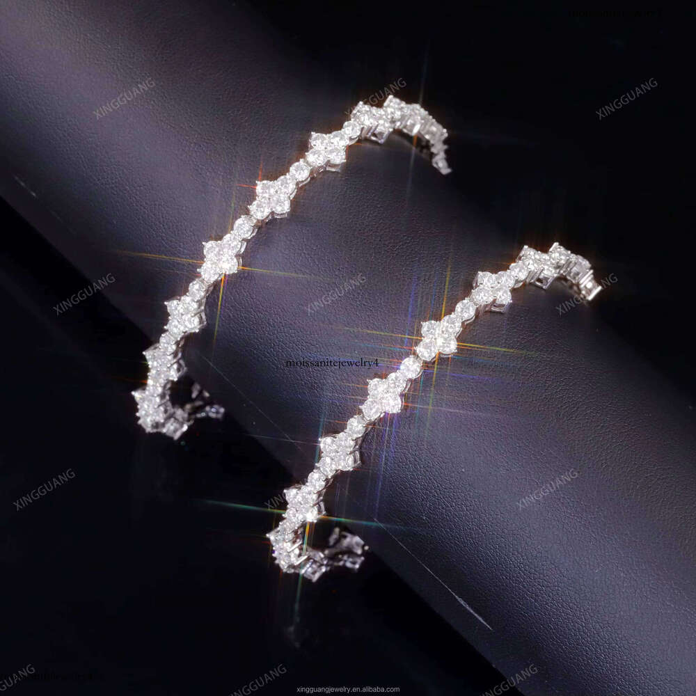 XG Pass Dia Tester Small Cross Iced Out Sier Plated Gold Moissanite Cuban Bracelets for Men