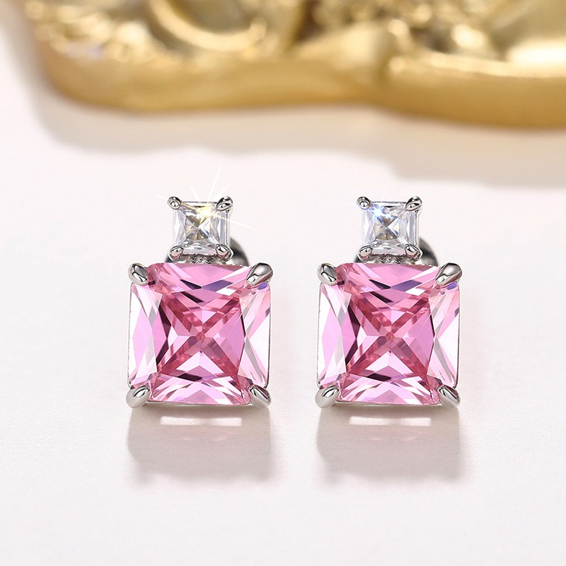 Square Perfume Bottle CZ Diamond Necklace Earrings Charm Designer Jewelry Set Sterling Silver Love Heart Pendant Necklaces for Woman Birthday Gift Fin