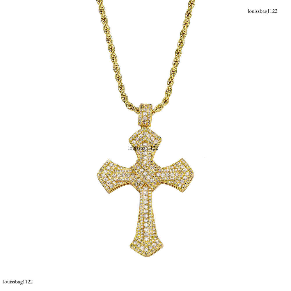 Hip Hop T Square Moissanite chain Cross Pendant Trendy Unisex Fashion Personality Necklace Accessory