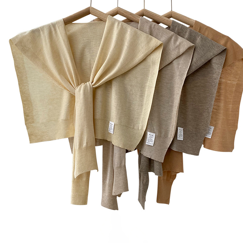 K1649 Autumn and winter thin knitted shawl women's ethnic style waistcoat outer wear false collar neck protection shoulder wool scarf cloak trend