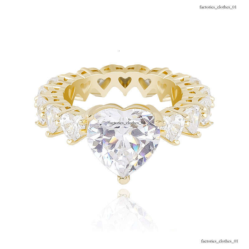 Light Luxury Heart Sterling Silver Zirconia Row Diamond Elegant Women's High-end Niche Versatile Ring