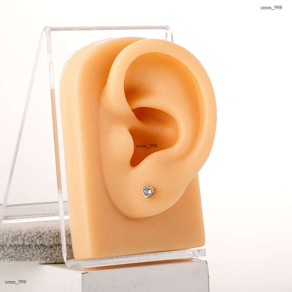 Zircon for Women Sweet Fashion Korean Style Peach Heart Small Earrings Heart-Shaped Dia-Studded Ear Jewelry