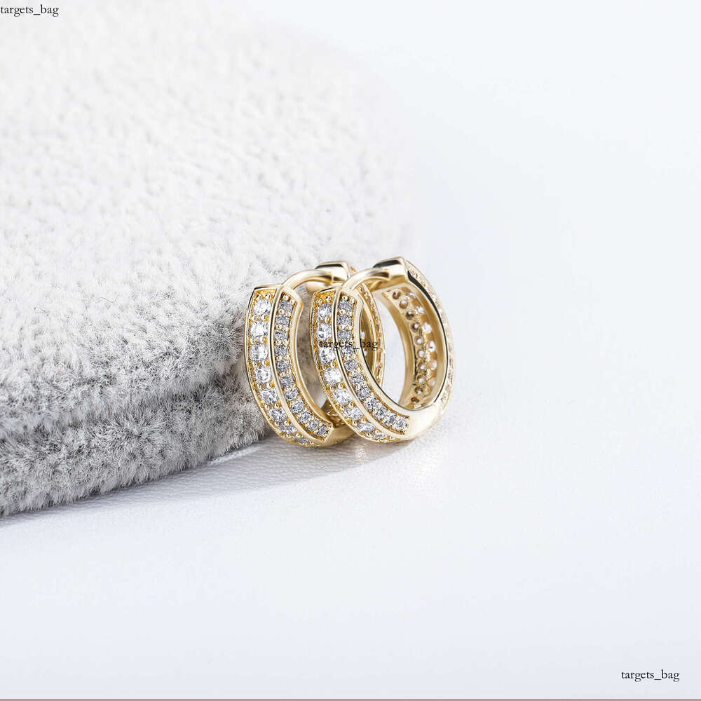 Hip Hop Three Row Zircon Round Unisex Personality Simple Stud Earrings Jewelry
