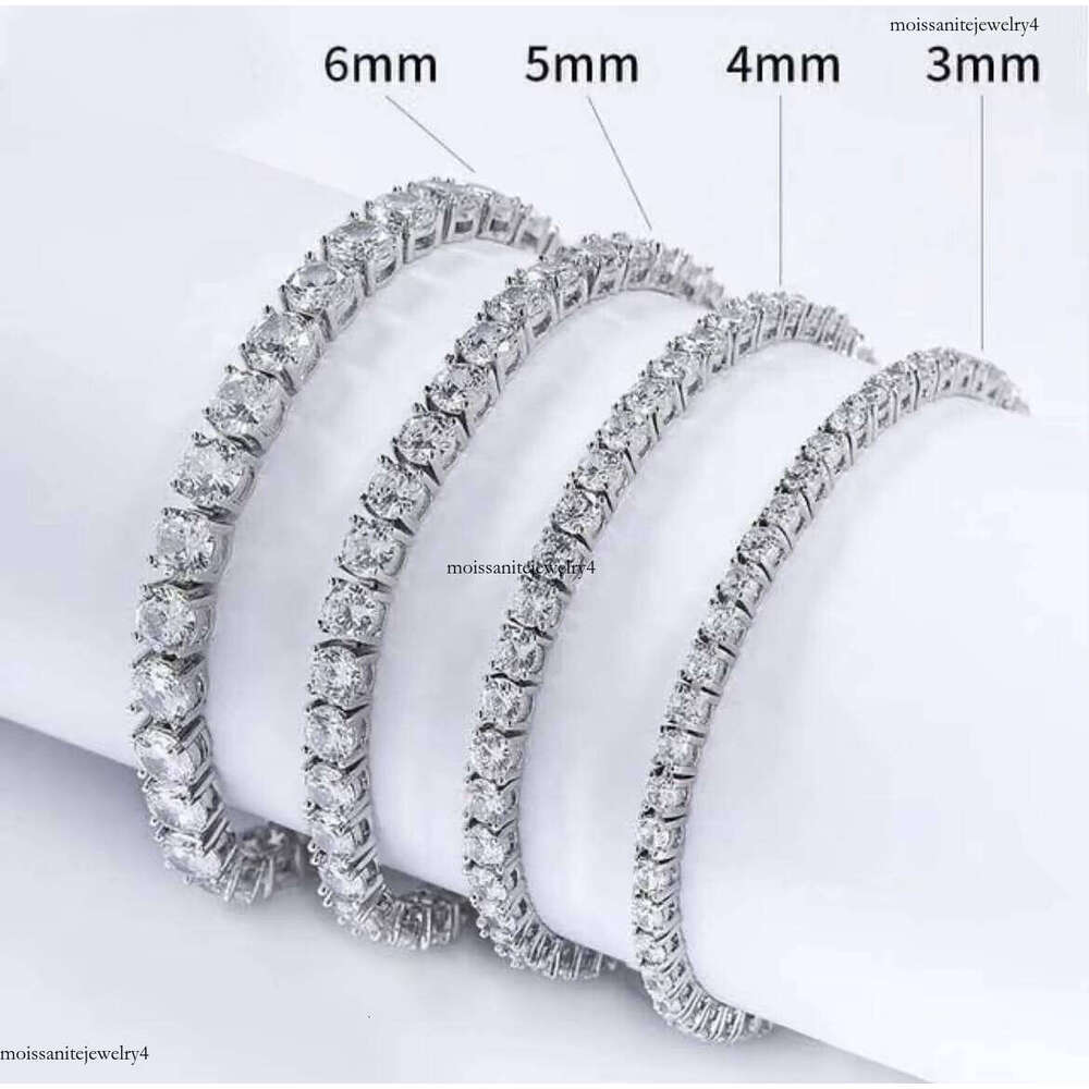 Tennis Chain Sterling Sier 2mm 3mm Melee GRA Moissanite Dia Women's Bracelet Necklace Hiphop Jewelry