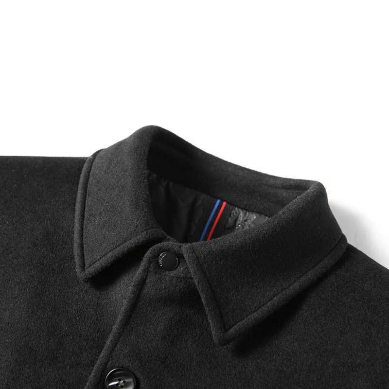 Autumn and Winter Mens Coat Medium and Long Smooth Hair Lapel Neck Woolen Trench Coat Middle-aged Thickened Men Coat XJ250809