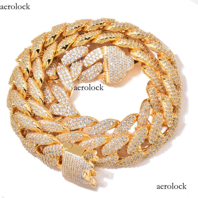 Hip Hop 18MM Cuban Chain Men's Fashion Trend New Spring Clasp Full Dia Gold Necklace