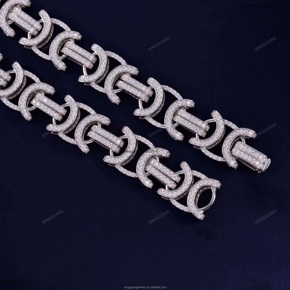 XingGuang Custom 15mm Cuban Link Unique Design Sier VVS Dia Chain 14K Gold Plated Hiphop for Rapper Men's Jewelry