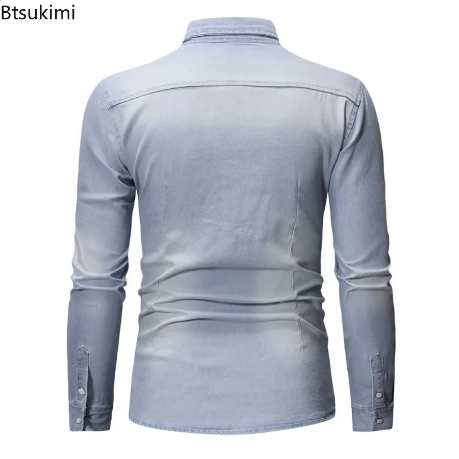 2025 Mens Elastic Slim Denim Shirts High Quality Short Sleeve Casual Cotton Jean Spring Summer Fashion Men Clothing 250805