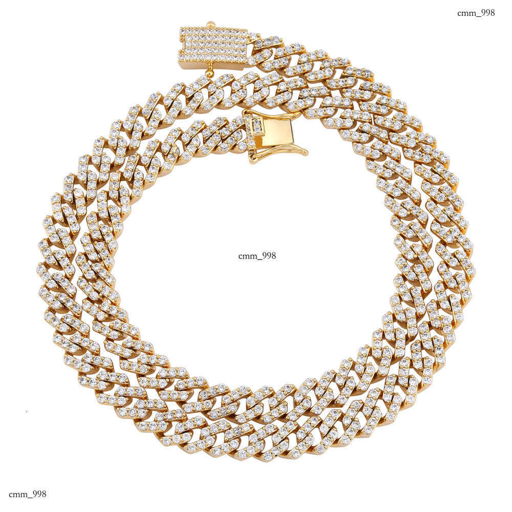 INS10MM Dia-Shaped Cuban Chain Full Dia Necklace for Men and Women Hip-Hop Bracelet Special