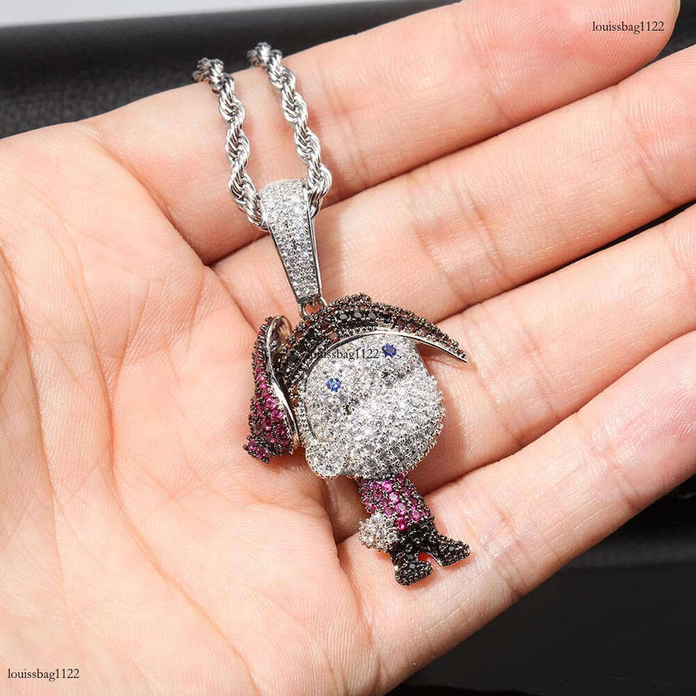 Anime Family Mart Main Timmy Cartoon Character Pendant Full Moissanite chain Personality Hip-Hop Necklace Jewelry