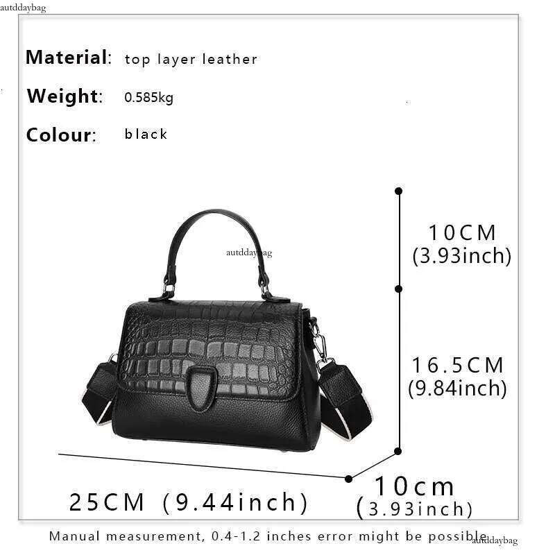 Aidrani New Crocodile Pattern Women's Handbag, Made Of Cowhide Material, Black, Can Be Worn On One Shoulder Or Crossbody