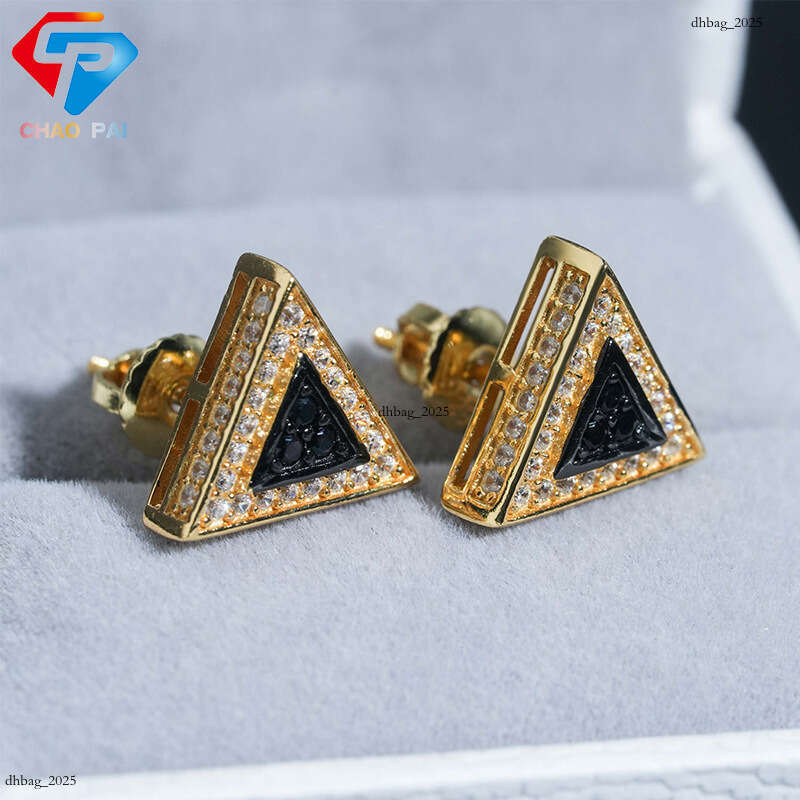 ICED OUT Hot Selling Sier Triangle Full Dia Zircon Men and Women Earrings fashion Accessories